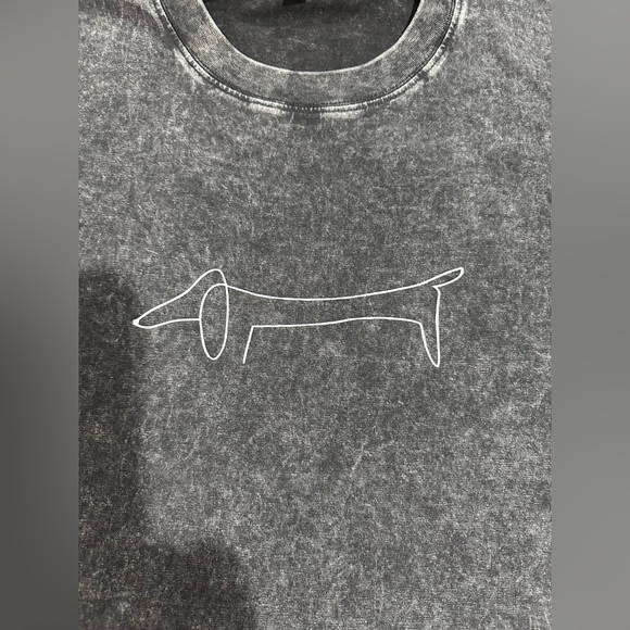 NEW Oversized Stonewashed Shirt with Dachshund Outline - Picture 2 of 2